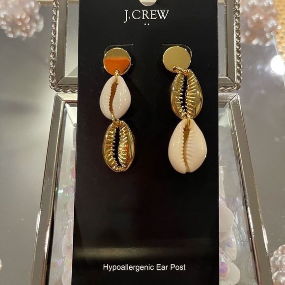 J Crew Shell Drop Earrings New - Picture 2 of 4